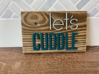 Reclaimed Wood Wall Art - Let's Cuddle
