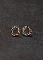 Gold Textured Open Circle Stud Earrings