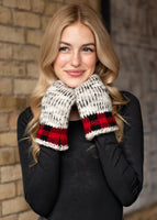 Grey Heather with Red Buffalo Plaid Trim Fleece Lined Mitten