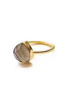 Gold Ring with Teardrop Taupe Stone
