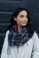 Infinity Scarf With Fringe-Navy