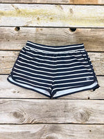 Women's Navy Striped Boat Shorts