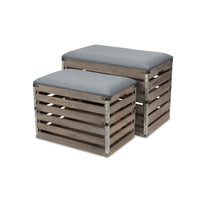 Wood Slat Storage Bench with Cushioned Lid