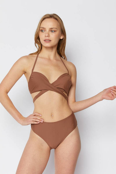 Moulded bra top, Skinny highwaisted 2 pcs, B2705-Brown