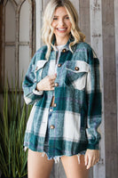 Plaid Button Down Shacket with side pockets