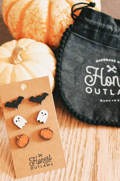 Halloween Stud Wood Earrings