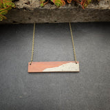 WALNUT AND CONCRETE BOHO BAR NECKLACE MINIMALIST JEWELRY