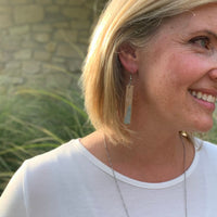 MAPLE WOOD AND CONCRETE BAR EARRINGS LIGHTWEIGHT BOHO STYLE