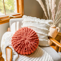Handmade Unique Throw Pillow Pouf - Red