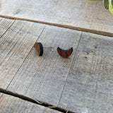 Boho Moon Walnut Wood Stud Earrings, Minimalist