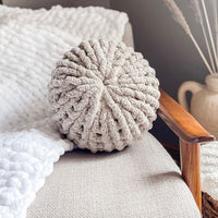 Handmade Unique Throw Pillow Pouf - Medium Gray