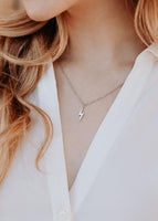 Lightning Bolt Charm Necklace-Silver